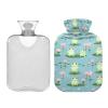 1L Large Hot Water Bottle with Cute Cover, Cute Frogs Pink Lotus Durable Hot Water Bag for Hand Feet Bed Warmer, Menstrual Cramps, Neck, Shoulder, Back Pain Relief view 1