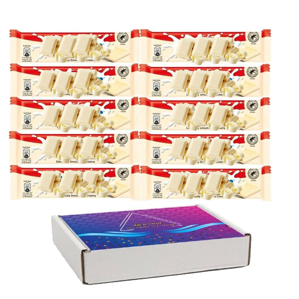 10 x White Chocolate Bar 25g with VIMIX Gift Box - Deliciously Creamy White Chocolate Bar