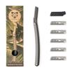 ANYMALE Eyebrow Razor with 5 Blades - Dermaplane Razor for Down Hair - Metal Face Hair Remover - Eyebrow Razor for Contours - Black view 1
