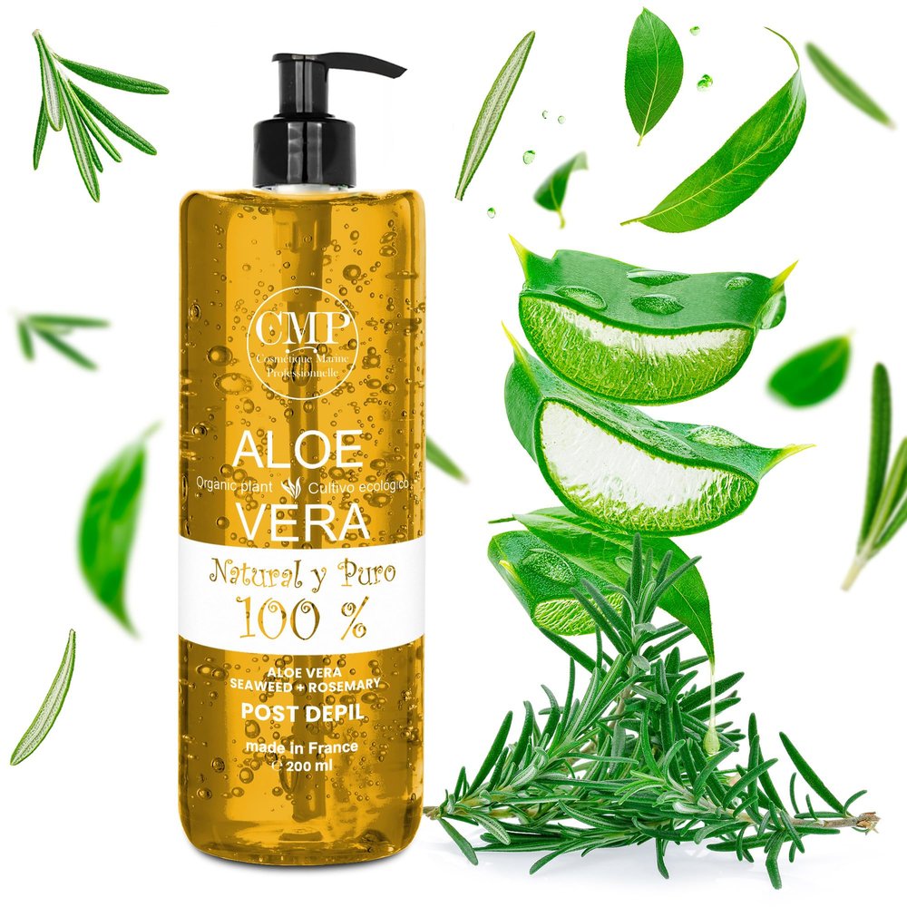 CMP Aloe Vera + Rosemary Hair Removal + Aftershave Gel (Laser, Wax, Cream...) and Shaving (Face & Body) 6x + RELIEF | 48h HYDRATION | 3x + SOOTHING - Professional Formula (200 ml)