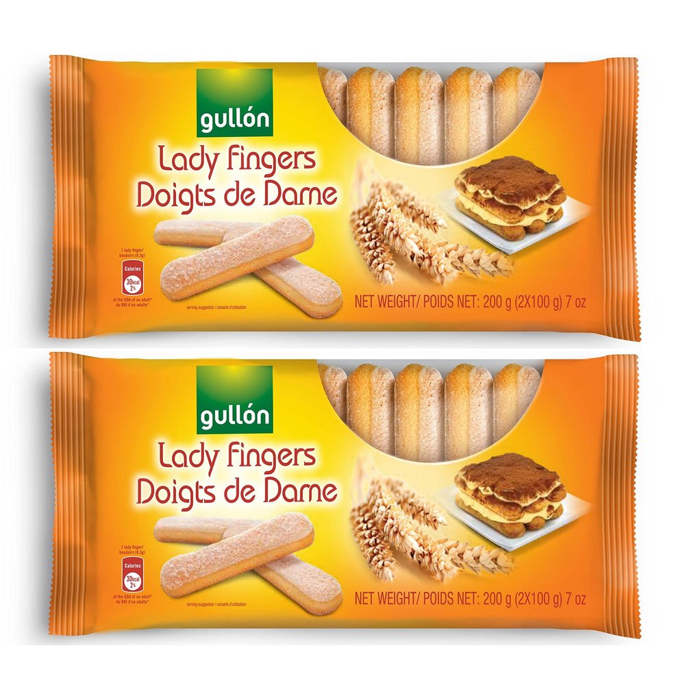 Gullon Lady Fingers 200g Cookies Sponge Finger - Doigts De Dame Healthy Twist To A Classical Taste Whole Grain Breakfast Product From Spain (Lady Fingers 200g, 2 Pack)