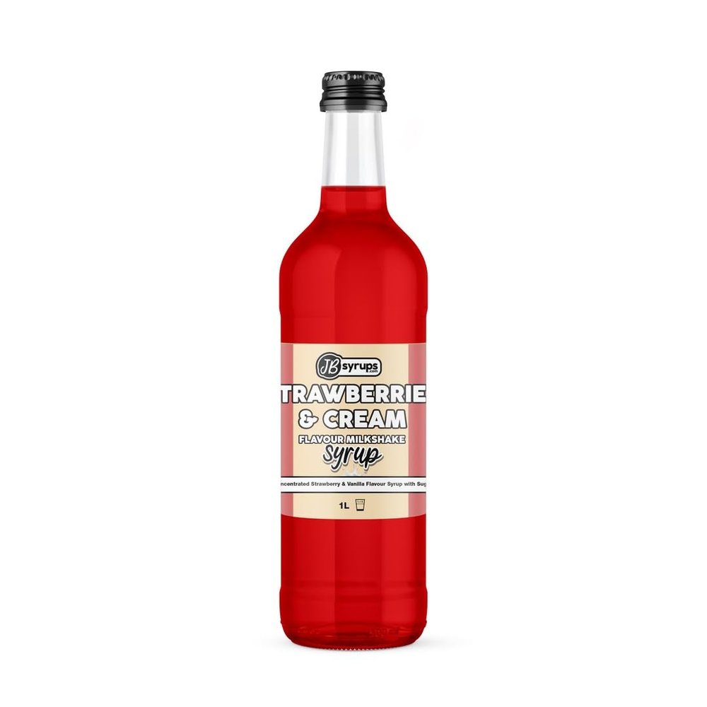 Strawberries & Cream Flavour milkshake syrup 1L JB Syrups
