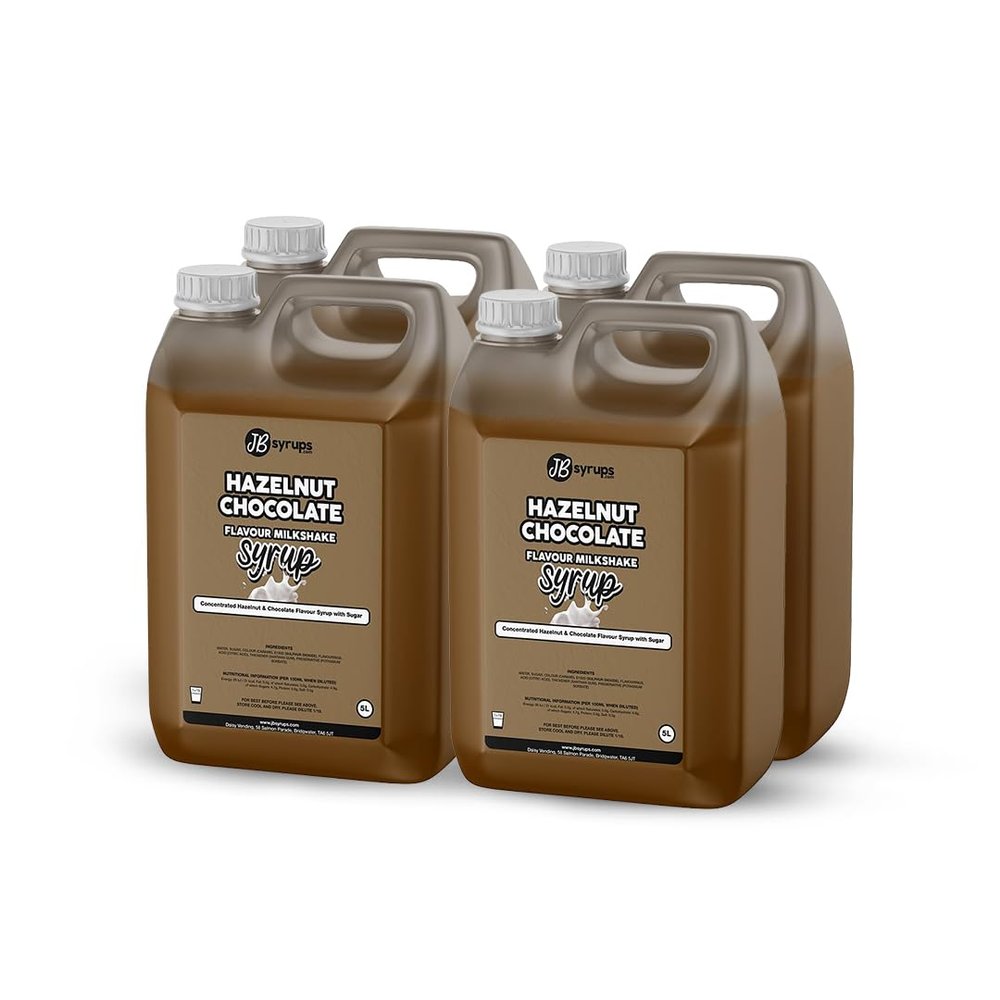 Hazelnut Chocolate Flavour milkshake syrup 4 x 5L JB Syrups