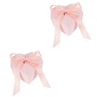 Mobestech 2pcs Portable Hear Shape Box Wedding Creative Case Wrapping Box for Occasion Bows for Wrapping