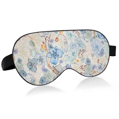 Ethnic Pattern Texture Sleep Mask Light Blocking Eye Mask for Sleeping with Adjustable Strap Watercolor Blue Flower Soft Lightweight Eye Cover Blindfold for Men Women Work Travel Naps