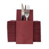 Mudhen 50 Packs Disposable Linen-Feel Dinner Napkins with Built-in Flatware Pocket, Printed Prefolded Cloth Like Paper Napkins for Wedding, Dinner or Party (Red) view 1