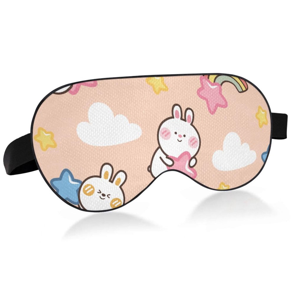 Light Blocking Eye Mask Breathable and Adjustable Adult Men and Women Travel on Business Trips Yoga Meditation Light Smooth Comfortable Eye Mask Office Deep Sleep Goodies Rabbit Rainbow