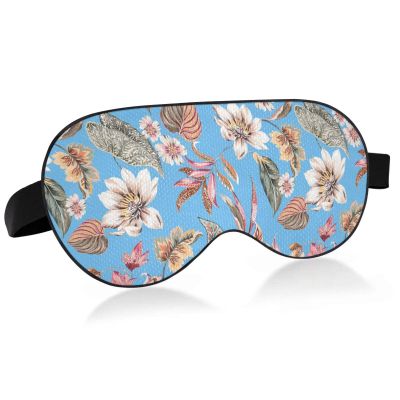 Ethnic Colorful Flowers Sleep Mask Light Blocking Eye Mask for Sleeping with Adjustable Strap Exotic Leaves Soft Lightweight Eye Cover Blindfold for Men Women Work Travel Naps