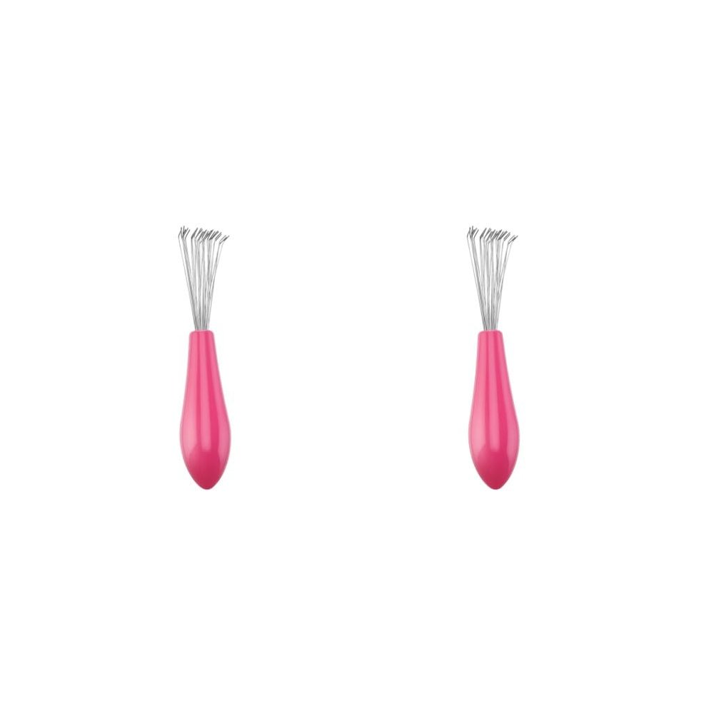 2 set of Brush Clean Tool Fool-style Operation Light-weight Repetitive Using Brushes Cleaner Cosy Grip Useful Unique Design Comb Cleaners Pink