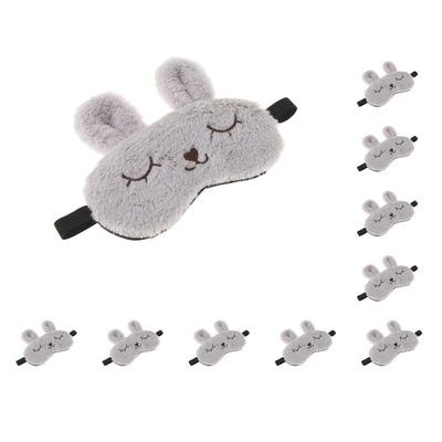 10 Set Kids Adults Plush Bunny Rabbit Sleep Mask Eye Shade Cover Blindfold Gray