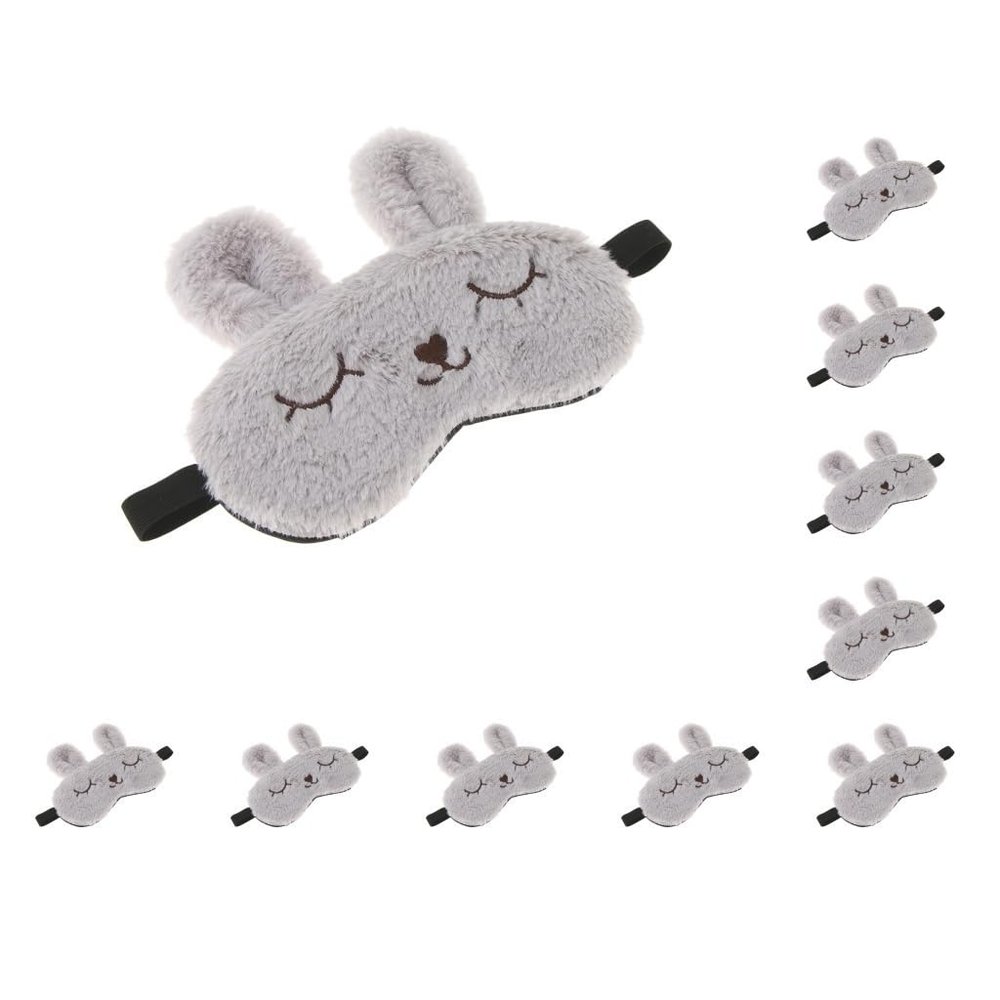 10 Set Kids Adults Plush Bunny Rabbit Sleep Mask Eye Shade Cover Blindfold Gray