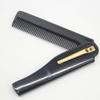 2 set of Men Folding Pocket Clip Plastic Portable Head Beard Combs Bussiness Trip Travel Lightweight Comb, black+silver, 1 Piece view 2