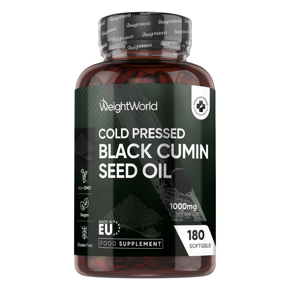 Black Seed Oil 1000mg - 180 Softgels - 6 Months Supply - Cold Pressed Black Cumin Seed Oil Capsules - 1-a-Day - Vegan-Friendly - Source of Thymoquinone & Omega Fatty Acids - Nigella Sativa Supplement