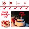 10PCS Happy Valentines Day Cake Toppers Glitter Valentines Heart Cupcake Toppers for Valentines Day Birthday Wedding Anniversary Engagement Party Cake Decoration Supplies Red view 3