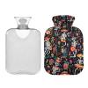 1L Large Hot Water Bottle Bag with Cover, Funny Skeletons Reusable Hot Water Bag for Hot and Cold Therapy, Menstrual Cramps, Neck, Shoulder, Back Pain Relief view 1