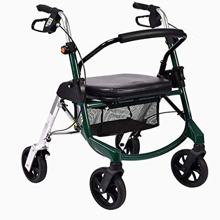 Rollator Walker with Seat Rolling Mobility Walking Aid Shock Absorber and Carrying Pouch Compact Folding Design Fits for Elderly from 5'2-6'5 Supports Up to 270 LBS Double the comfort The New