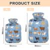 1L Large Hot Water Bottle Bag with Cover, Colorful Flowers Farm Animals Cows Hot Water Bag for Hand Feet Warmers, Menstrual Cramps, Neck and Shoulder Pain Relief view 2