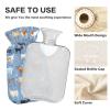 1L Large Hot Water Bottle Bag with Cover, Colorful Flowers Farm Animals Cows Hot Water Bag for Hand Feet Warmers, Menstrual Cramps, Neck and Shoulder Pain Relief view 3