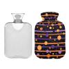 1L Large Hot Water Bottle Bag with Cover, Orane Purple Dots and Stripes Hot Water Bag for Hot and Cold Therapies, Neck, Shoulders and Legs Pain Relief, Menstrual Cramps view 1