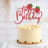 Dxsdgetue Happy Birthday Cake Topper Glitter Strawberry Cake Pick for Fruit Theme Baby Shower Birthday Party Strawberry Fruit Party Cake Decorations view 3