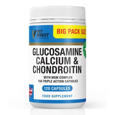 Vit Direct - Glucosamine, Calcium & Chondroitin (with MSM Complex) - 120 Triple Action Capsules - Joint Care Supplement - Supports Joint Health - Designed to Reduce Joint Pain