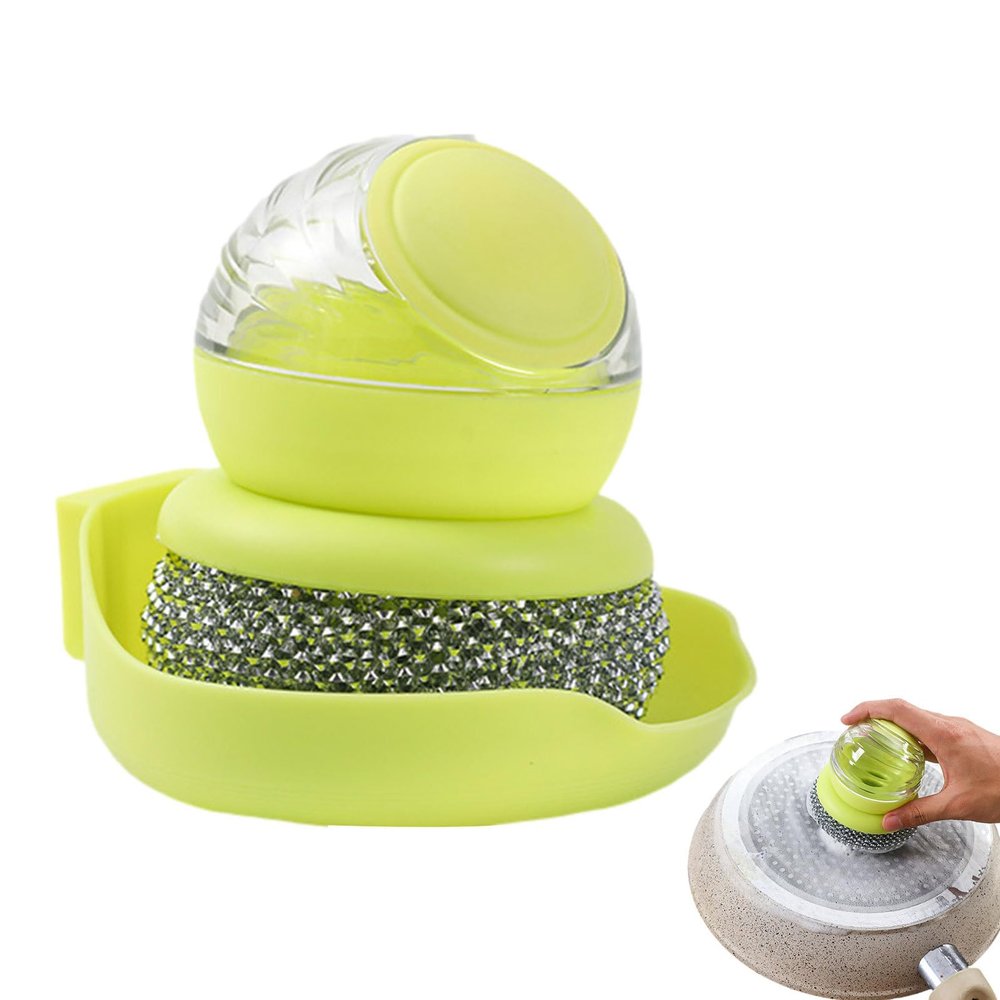 Goowafur Palm Brush Dish Scrubber,Pressing Dish Brush | Kitchen Brush for Pot Pan Sink Cleaning, Scrub Brush for Cleaning Kitchen, Bathroom, and Household