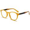 ABETOS Retro Blue Light Blocking Reading Glasses Round Frame Computer Eyeglasses Lightweight Fashion Clear Lens Readers Glasses with Spring Hinges for Men Women, Fruit Yellow 1.5 view 2