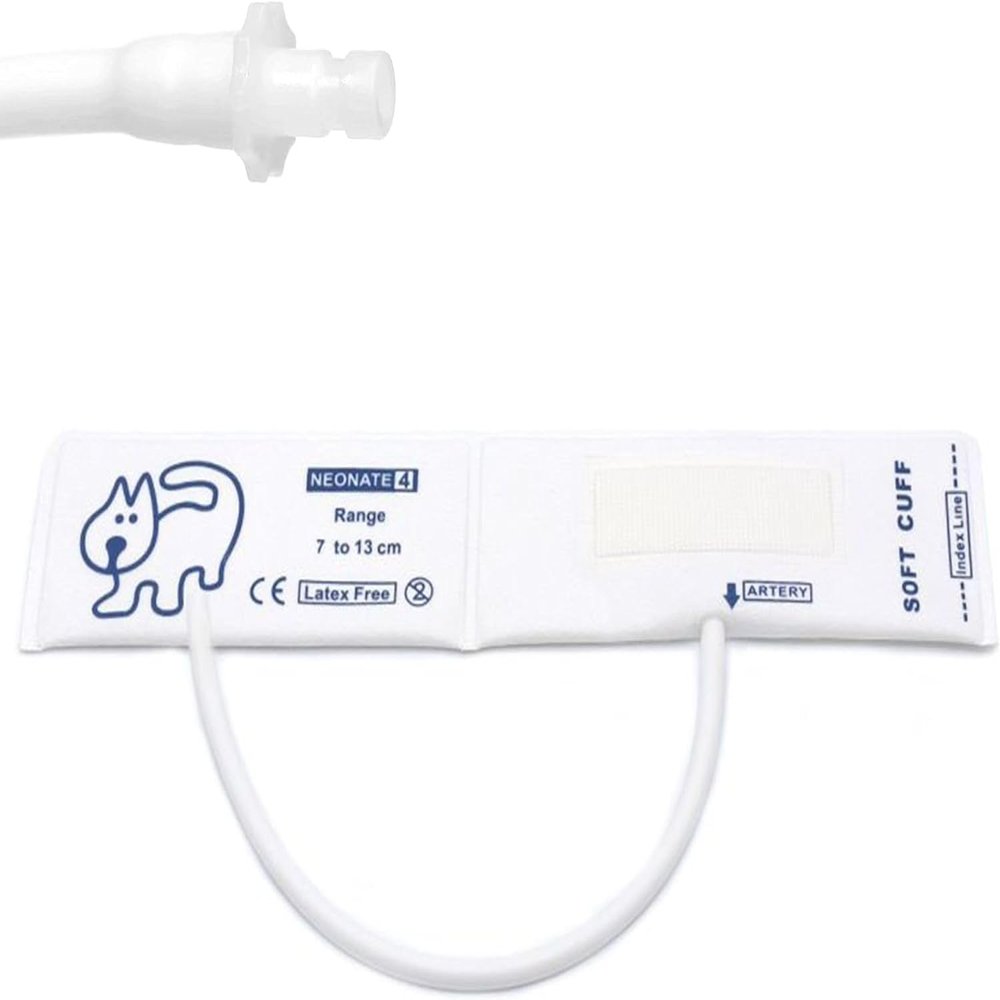 5PCS Disposable Veterinary Blood Pressure Cuff with BP 12 Connector for Animal Cat Dog Pet, 3-6 cm Single Tube Replacement NIBP Neonate Cuff