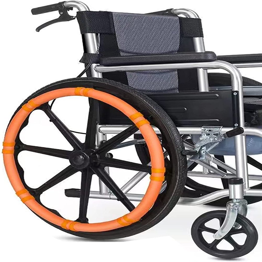 22/24Inch Wheelchair Push Rim Covers, Non-Slip Wear-Resistant Hand Push Cover, Wheelchair Rear Wheel, Push Ring Protective Cover,Orange