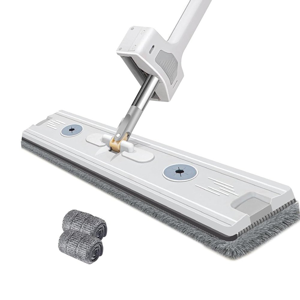 1 Pcs Flat Mop, Microfiber Mop with Test Function, No hand washing,Stainless Steel Handle, 2 Mop Pads