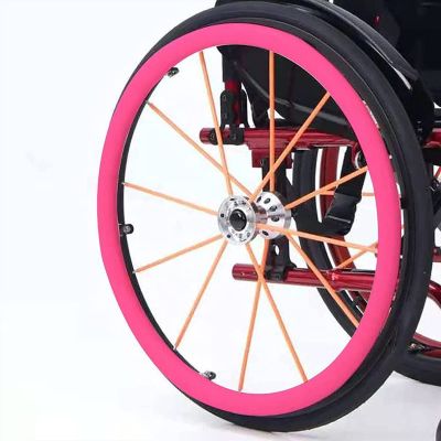1 Pair 24-inch Rear Wheel Sports Wheelchair Non-Slip Wear-Resistant Silicone Hand Wheelchair Push Rim Covers,Hand Wheel Snare Pads,C,22 inch