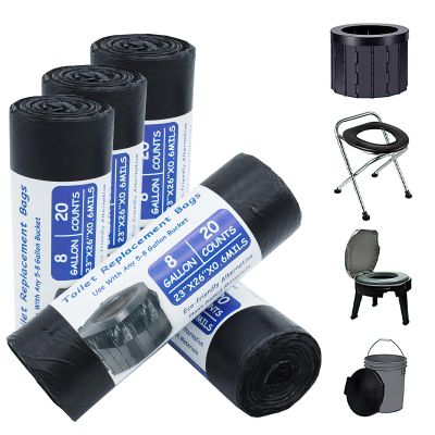 Cimvidi Black 100-Piece Biodegradable Bin Liners, 30L, Thickened Toilet Bags for Portable Toilets, Camping, Hiking, Travel