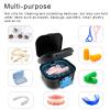 BVN Leakproof Denture Cup, Upgraded Carrying Storage, Denture Cup for Soaking Dentures,Denture Bath Box with Filter, Travel Retainer Cleaning Case (Black+Blue). view 3