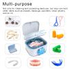 BVN 3-Layer Denture Case Leak-Proof, 3-in-1 Soaking, Drying & Storage Box with Strainer Basket, 250ml Heavy-Duty Retainer Cleaning Cup for Aligners, Mouth Guards, Metal Hinge view 3