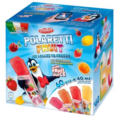 Dolfin Polaretti Real Fruit Juice Freezer Pops Ice Lollies Freeze Pack 80 x 40ml