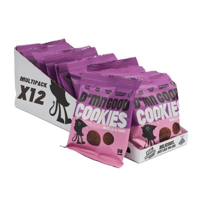 D*mn Good Mini Biscuits - Vanilla & Chocolate Cookies - Vegan - Plant Based - Gluten Free - Dairy Free - Low Sugar - High Fibre - Natural (12 Pack)