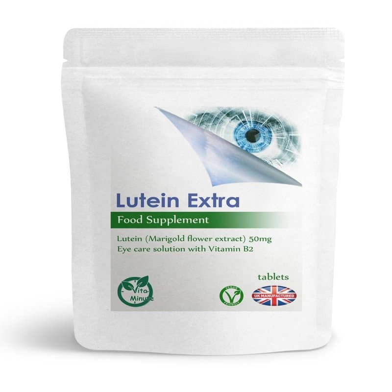 Lutein Extra 50mg and Vitamin B2 Complex Tablets (Vegan) Eye Care Vision Support (Pack of 180)