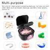 BVN Leakproof Denture Cup, Upgraded Carrying Storage, Denture Cup for Soaking Dentures,Denture Bath Box with Filter, Travel Retainer Cleaning Case (Black+Pink). view 3