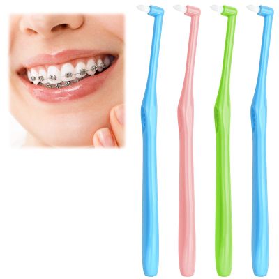 ACWOO Interspace Toothbrush, 4 Pcs Soft Single Tufted Slim Teeth Brushes for Orthodontic Braces Detail Cleaning
