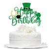 Bekaterea Happy St. Patrick's Day Cake TopperFour Leaf Clover Cake Picks for St Patrick's Day Cake DecorationsSt Patrick's Day Theme Baby Shower Birthday Party Supplies (green) view 1