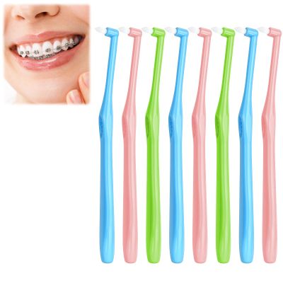ACWOO Interspace Toothbrush, 8 Pcs Soft Single Tufted Toothbrush Trim Toothbrushes, Slim Interspace Teeth Brushes Interdental Brushes for Orthodontic Braces Detail Cleaning
