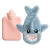 Hot Water Bottle with Fluffy Cover 500ml/1000ml Bed Hot Water Bottle Winter, Hot Water Bag for Cosy Nights, Pain Relief, Back, Neck and Shoulders, Great Gift for Women Children (Blue Shark, 1000ml) view 1