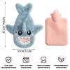 Hot Water Bottle with Fluffy Cover 500ml/1000ml Bed Hot Water Bottle Winter, Hot Water Bag for Cosy Nights, Pain Relief, Back, Neck and Shoulders, Great Gift for Women Children (Blue Shark, 1000ml) view 2
