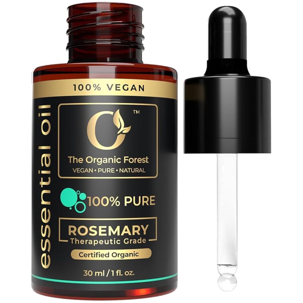 100% Plant Based Rosemary Essential Oil for Hair Growth - Organic Rosemary Oil for Dry Itchy Scalp, Skin, Aromatherapy, Candles & Diffuser | 100% Pure & Vegan