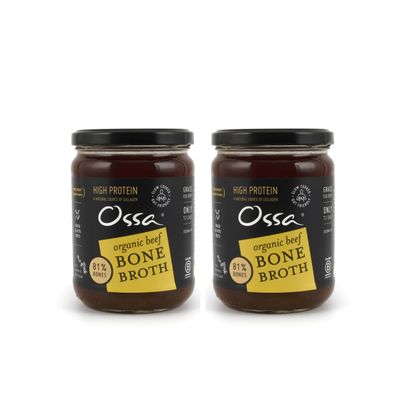 Ossa Bone Broth Beef, 100% Natural & High Protein | Gut Health & Digestion Support | Keto & Paleo Friendly | Preservative-Free | 515ml (Pack of 2)