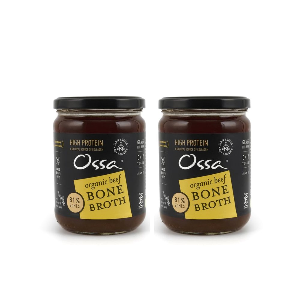 Ossa Bone Broth Beef, 100% Natural & High Protein | Gut Health & Digestion Support | Keto & Paleo Friendly | Preservative-Free | 515ml (Pack of 2)