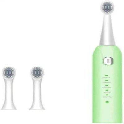 ARTSZY Electric Toothbrush USB Rechargeable with Replacement Toothbrush Heads 5 Modes Washable Ultrasonic Whitening Tooth Brush for Adult (Color : Green)