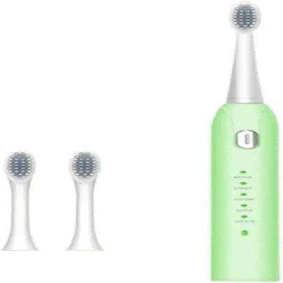 ARTSZY Electric Toothbrush USB Rechargeable with Replacement Toothbrush Heads 5 Modes Washable Ultrasonic Whitening Tooth Brush for Adult (Color : Green)