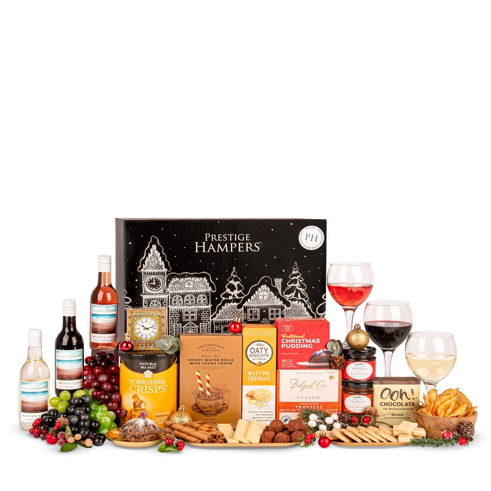 Winter Wishes Christmas Hamper  Festive Food Basket  Chocolate Treats  Sweet Gift  Corporate Gifting  Staff Rewards