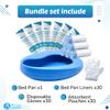 Bed Pan Bundle Set | x1 Bed Pan, x30 Liners, x30 Disposable Gloves, x30 Absorbent Pouches | Ergonomic Bedpans for Adult Men and Women by Bio-Lec Mobility view 2